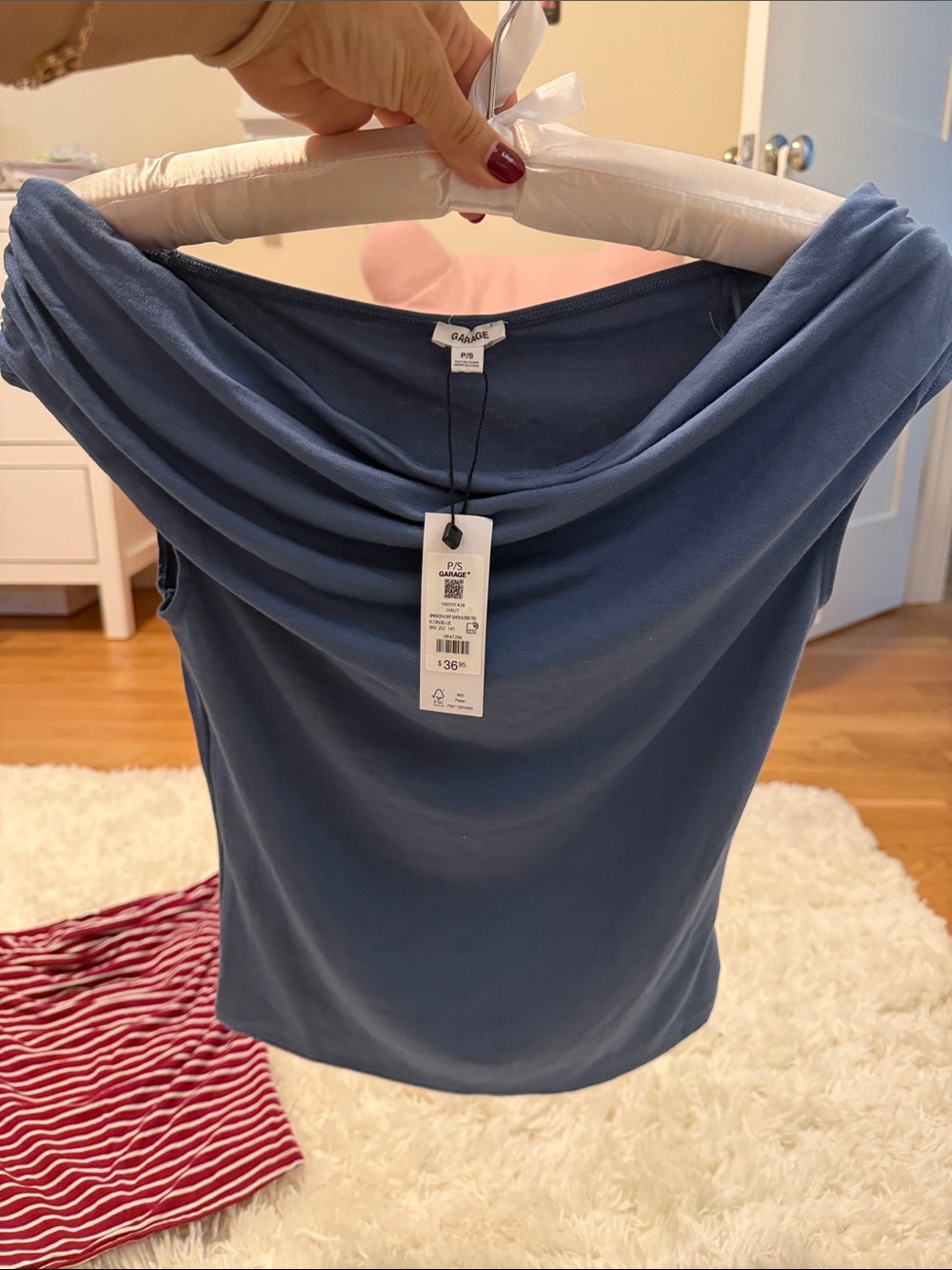 Caslon Draped Off-Shoulder Top in Slate Blue